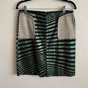 NWOT Custo Barcelona Mixed Print Green Stripes Cotton Women’s Skirt